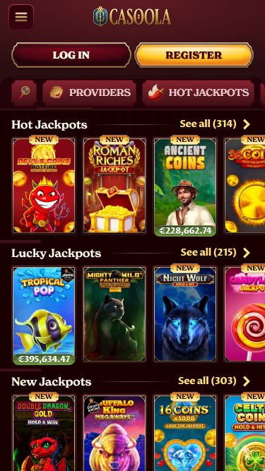 CasoolaCasino Мобильные джекпоты