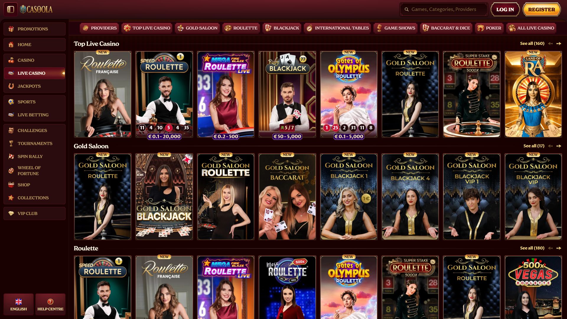 CasoolaCasino Десктоп Живые дилеры