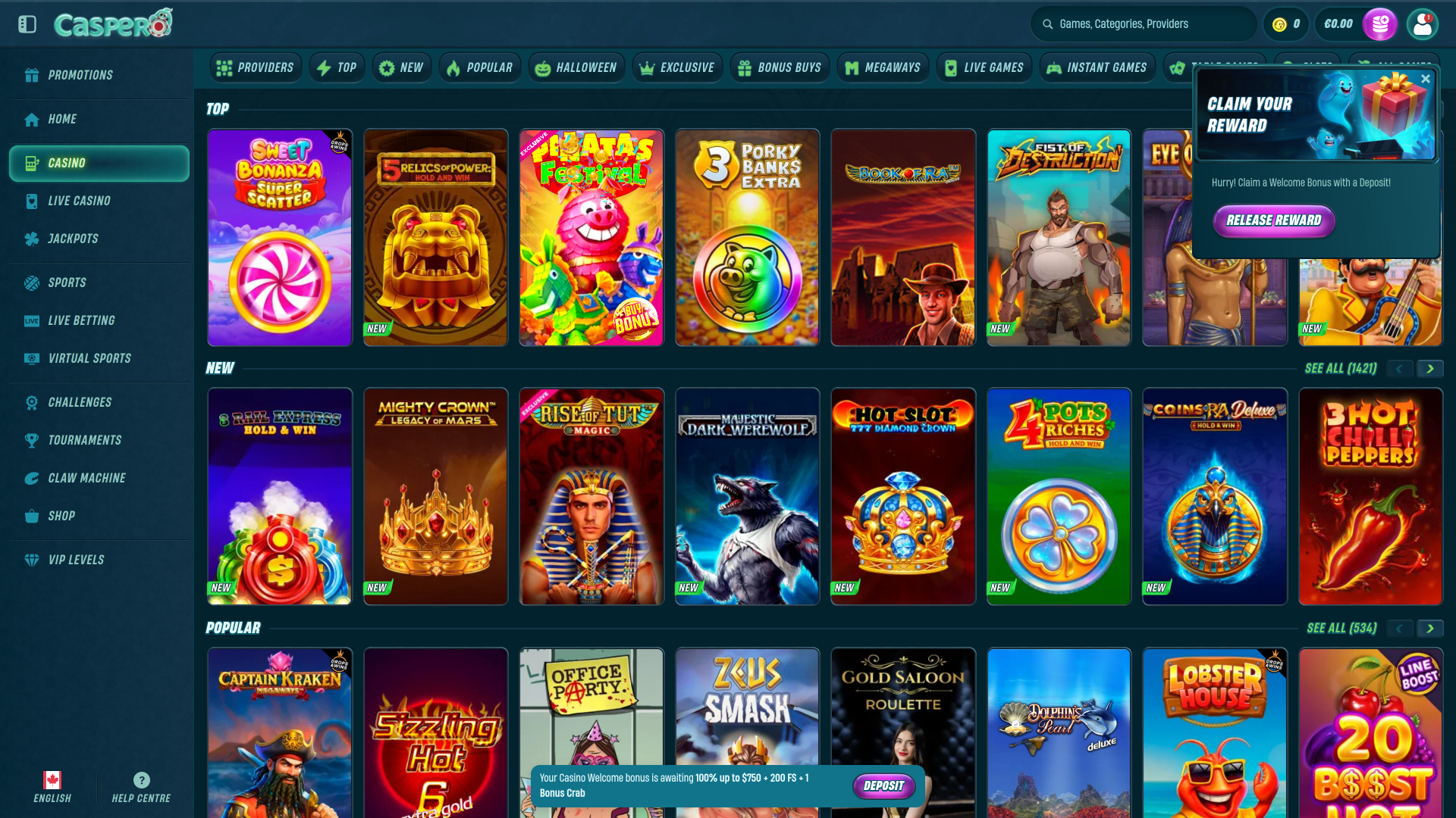 Caspero Casino Games Desktop