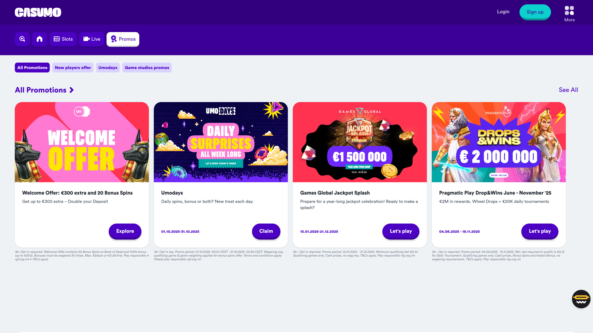 Promotions du Casino Casumo Version Bureau