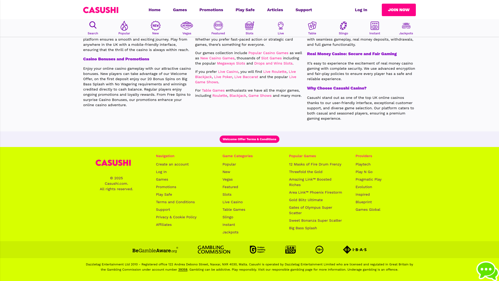 Desarrolladores de Juegos de Casushi Casino Versión de Escritorio