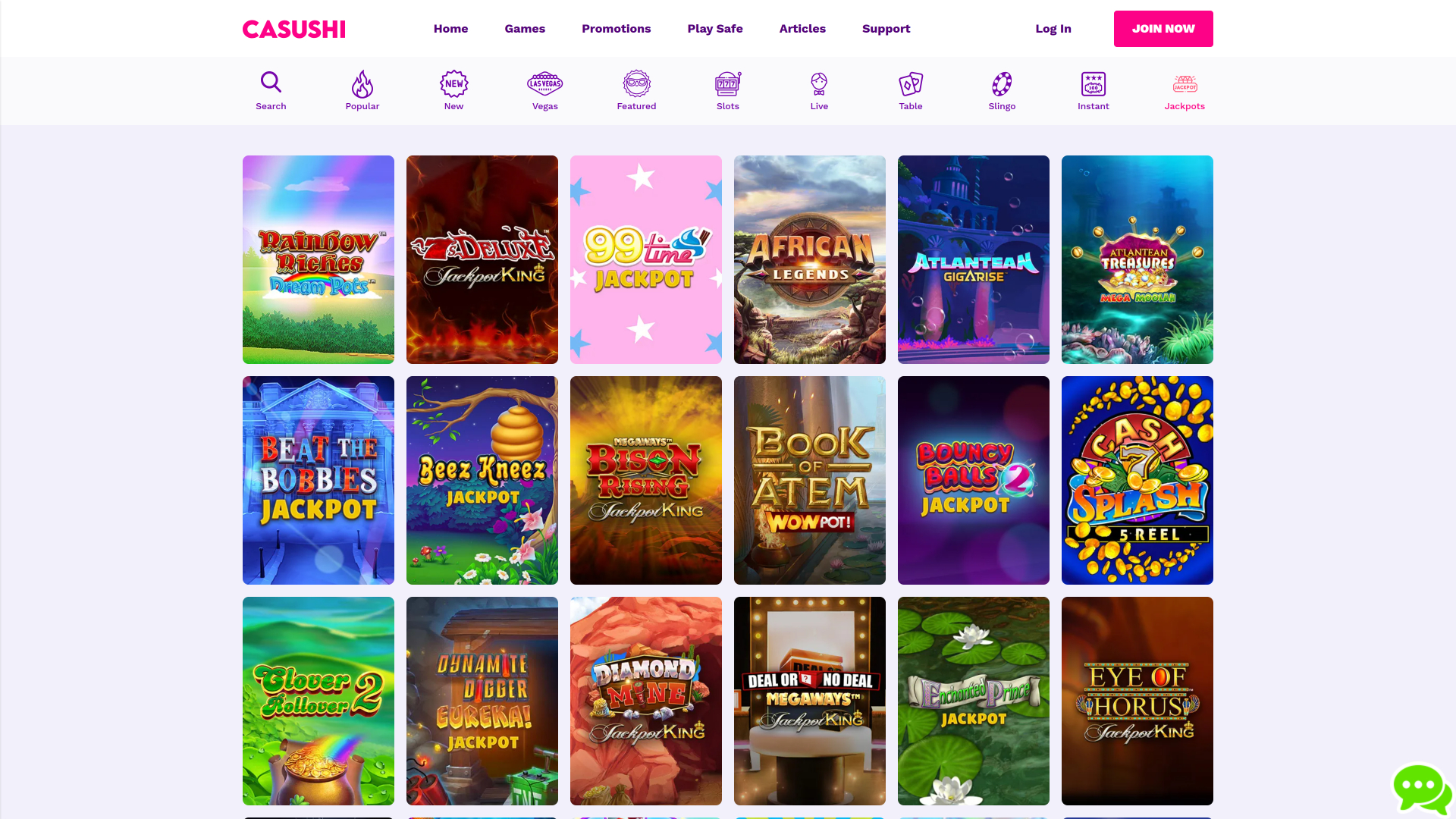 Bote de Casushi Casino Versión de Escritorio