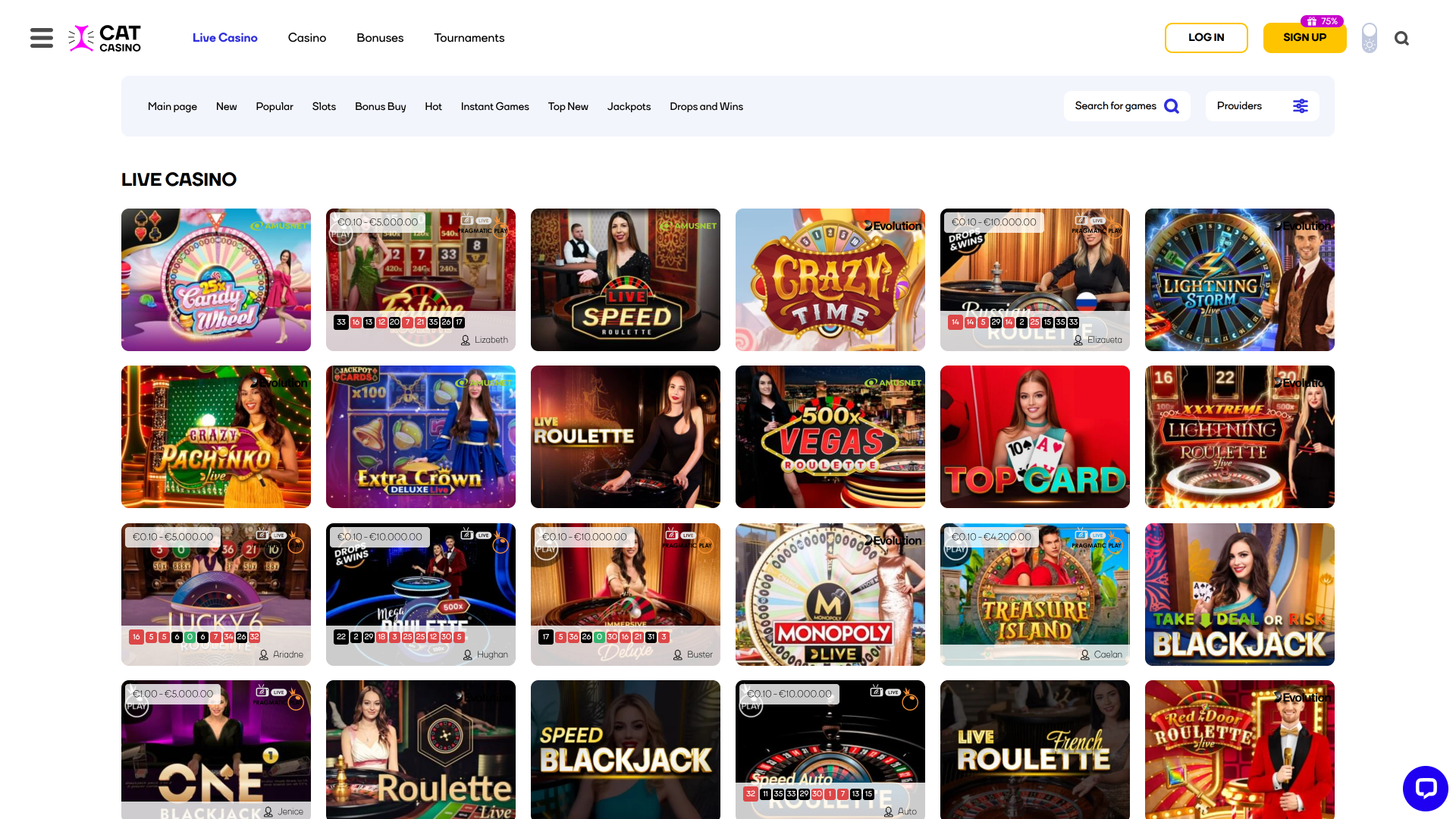 Croupier en Direct du Casino Cat Version Bureau