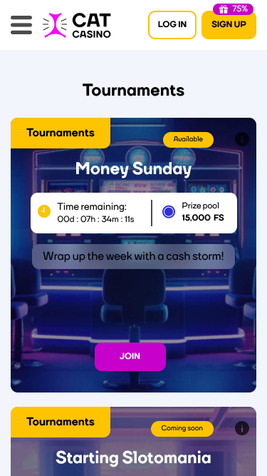 Tournois de Cat Casino Mobile