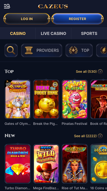 Jeux du casino Cazeus Mobile