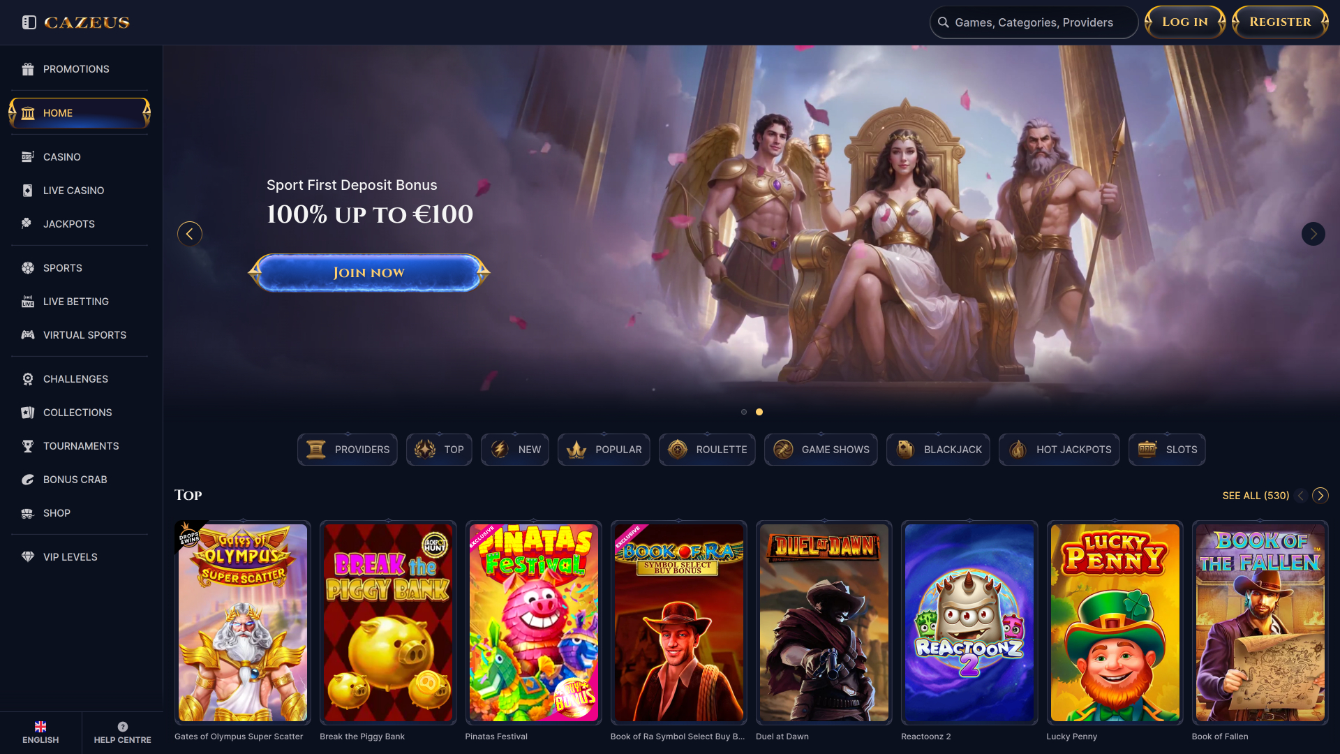 Page d’accueil du casino Cazeus Bureau