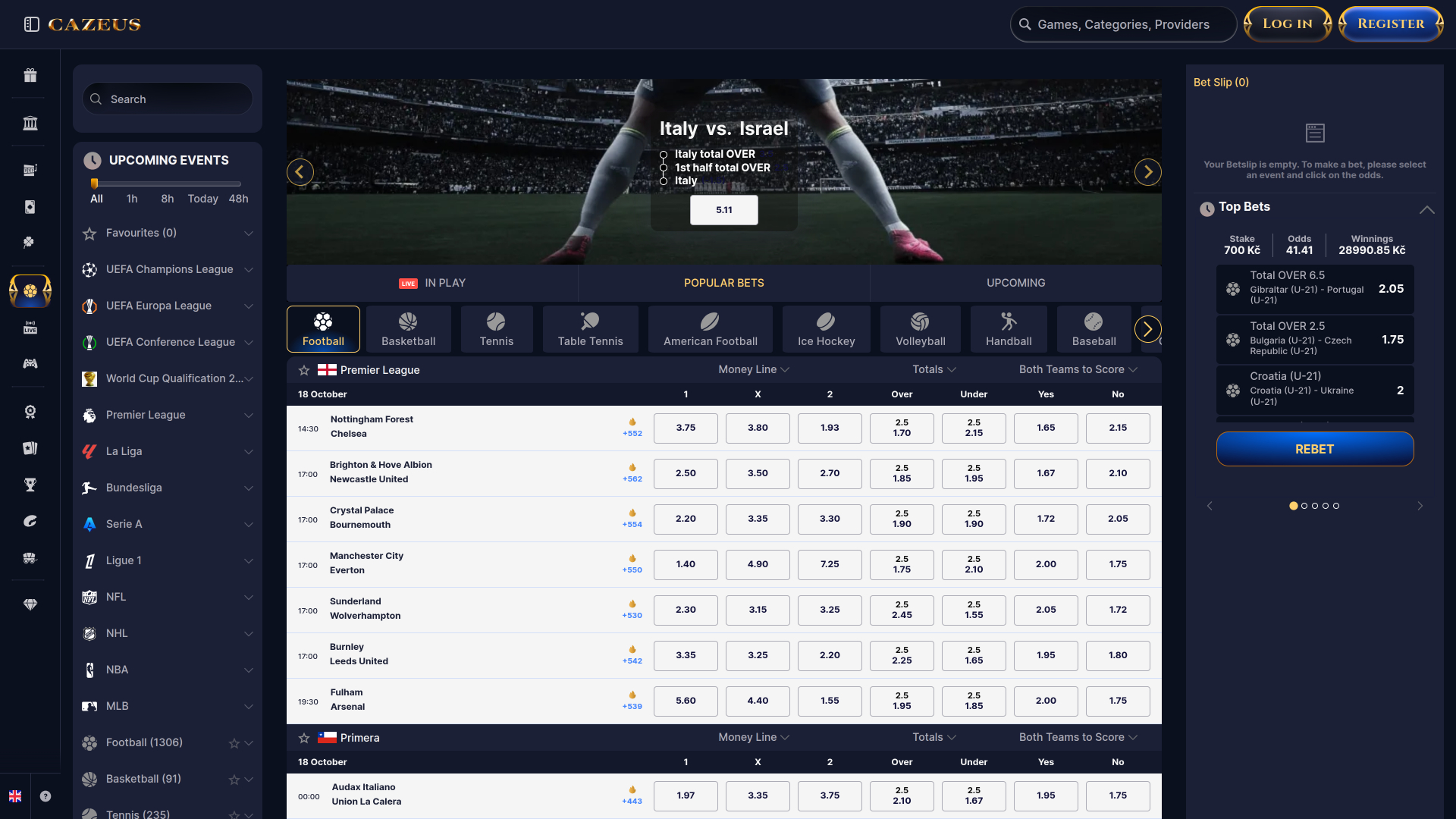 Sports en direct du casino Cazeus Bureau