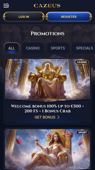 Promotions du casino Cazeus Mobile