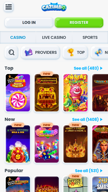 Juegos de Cazimbo Casino Móvil
