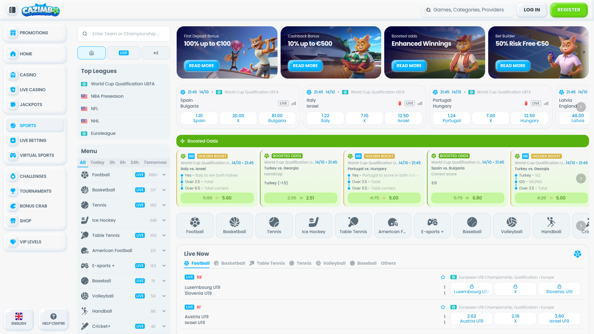 Deportes en vivo de Cazimbo Casino Escritorio
