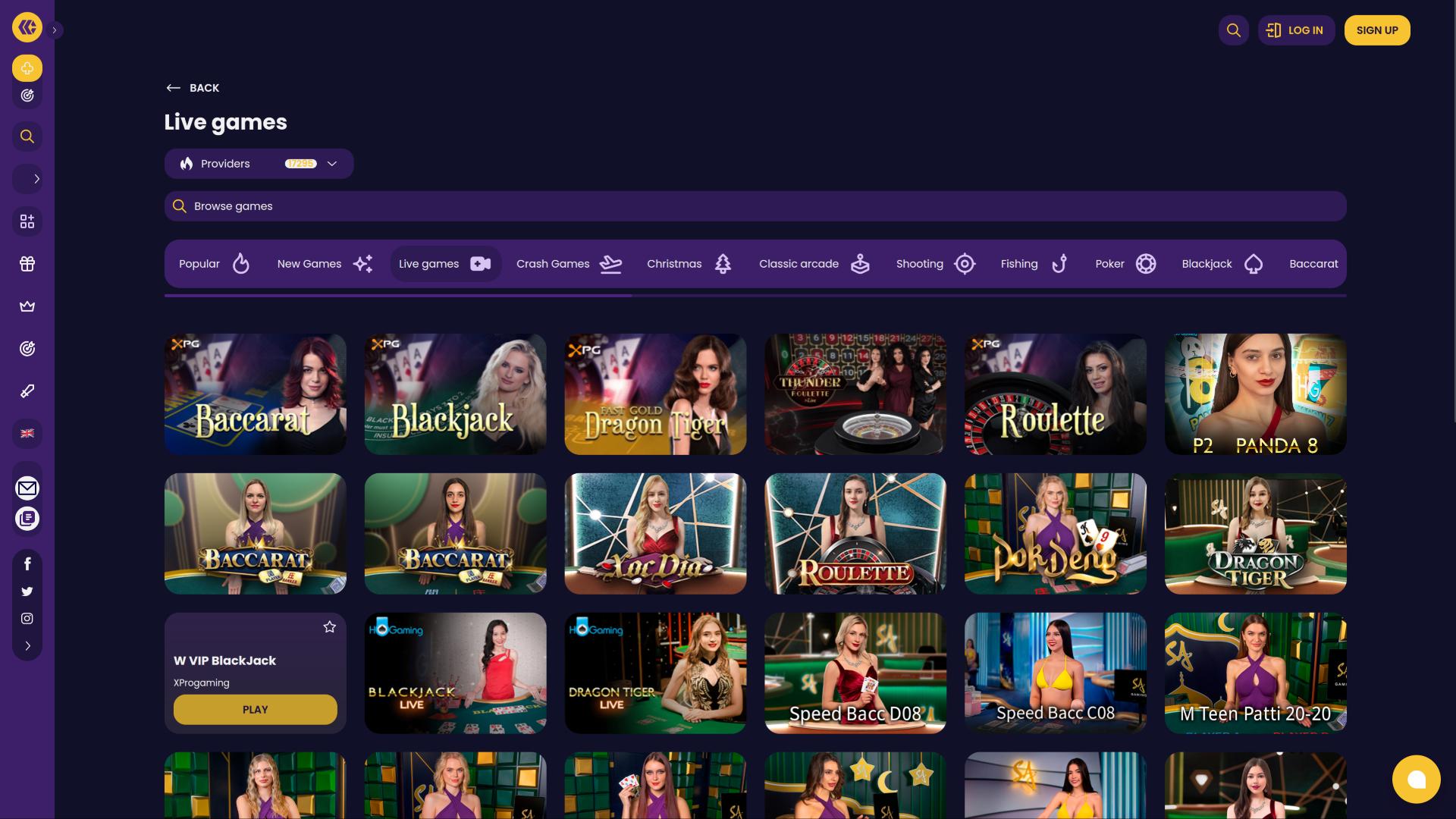 Página de crupier en vivo de CazzyGames Casino