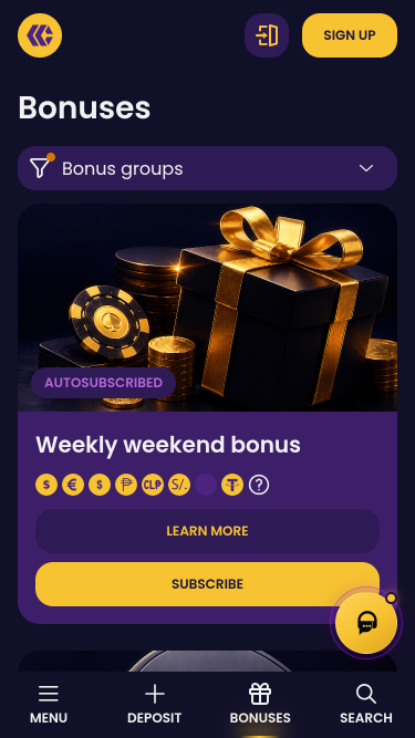 Página móvil de promociones de CazzyGames Casino