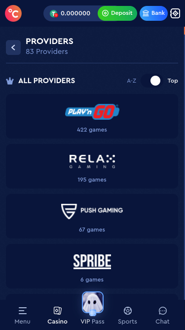 Sviluppatori di giochi del Celsius Casino Mobile