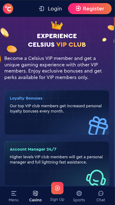 Programma VIP mobile del Casinò Celsius
