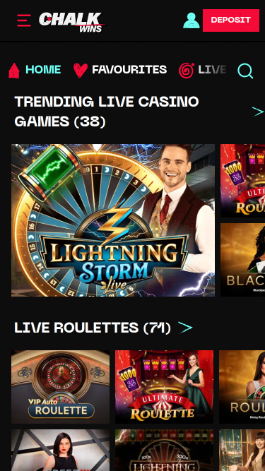 ChalkWins Casino Live Dealer Mobile