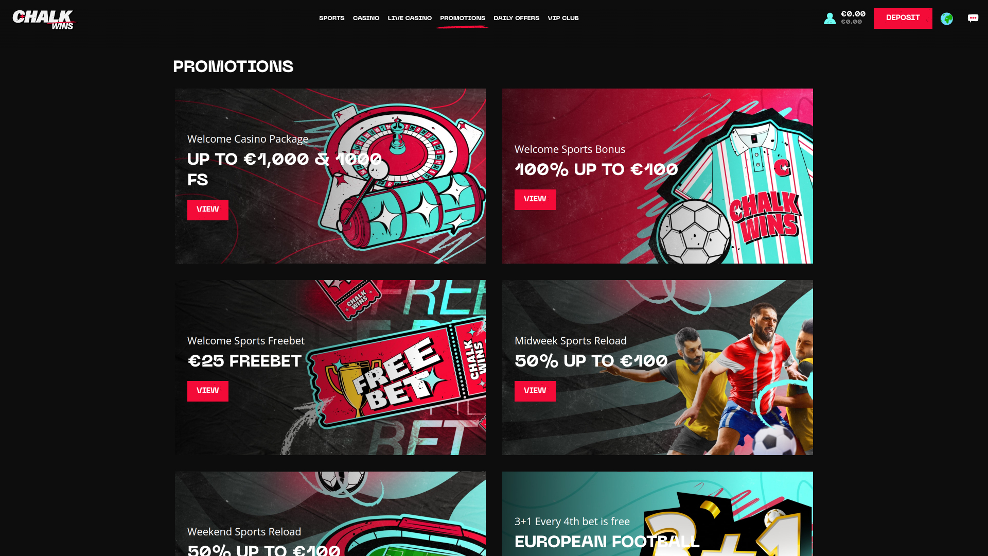 ChalkWins Casino Promotions Desktop