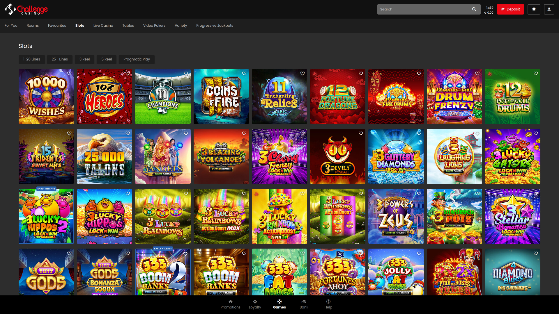 Jeux du casino Challenge Bureau