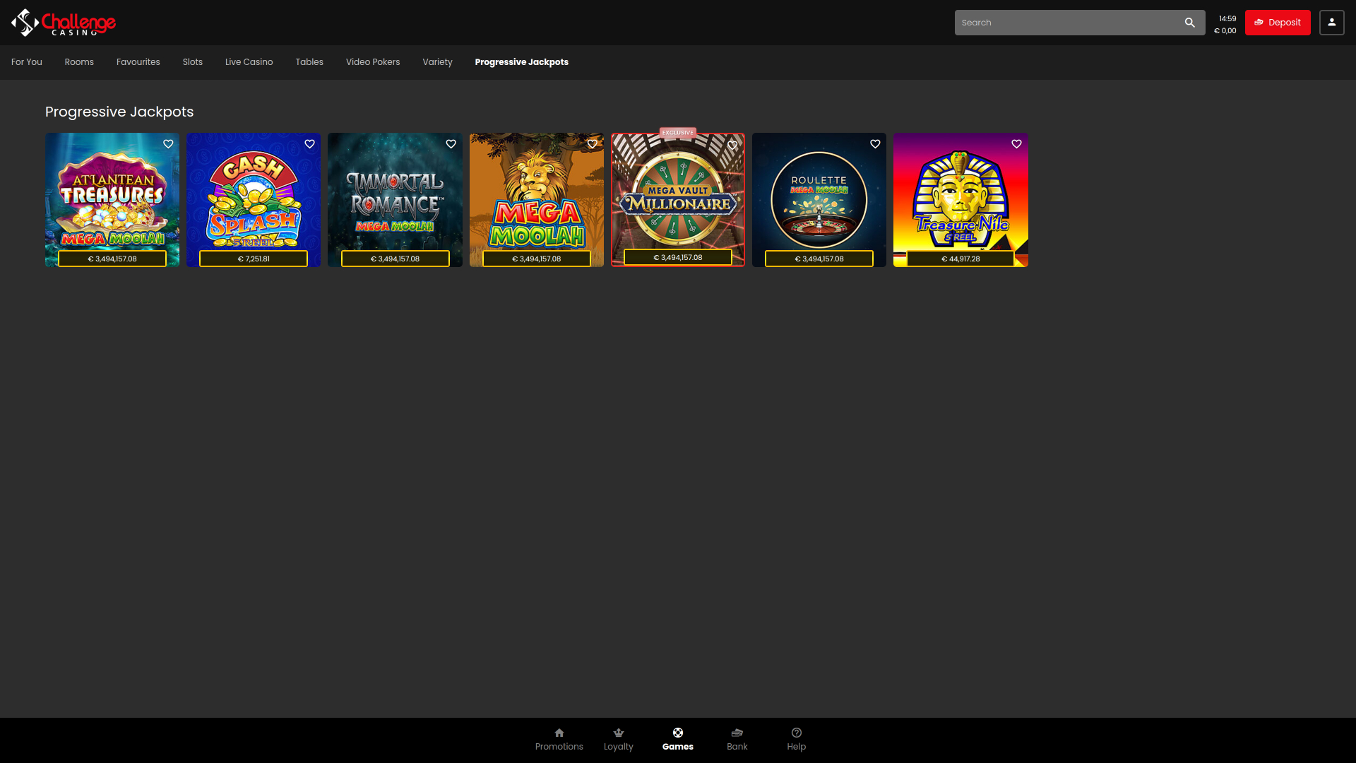 Jackpot du casino Challenge Bureau