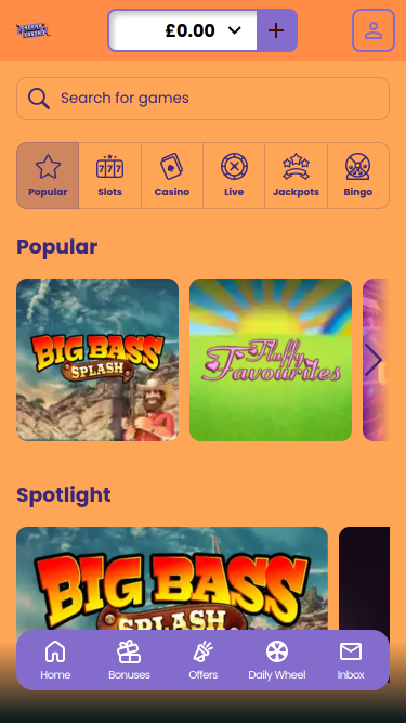 Cheeky Casino page d'accueil mobile