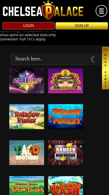 Jeux de Chelsea Palace Casino mobile