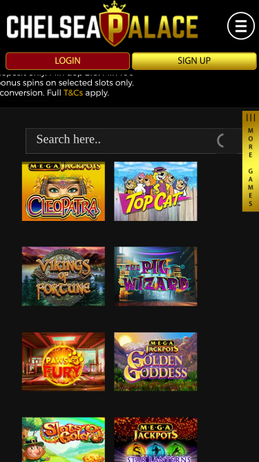 Jackpots de Chelsea Palace Casino mobile