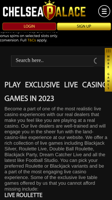 Croupier en direct de Chelsea Palace Casino mobile