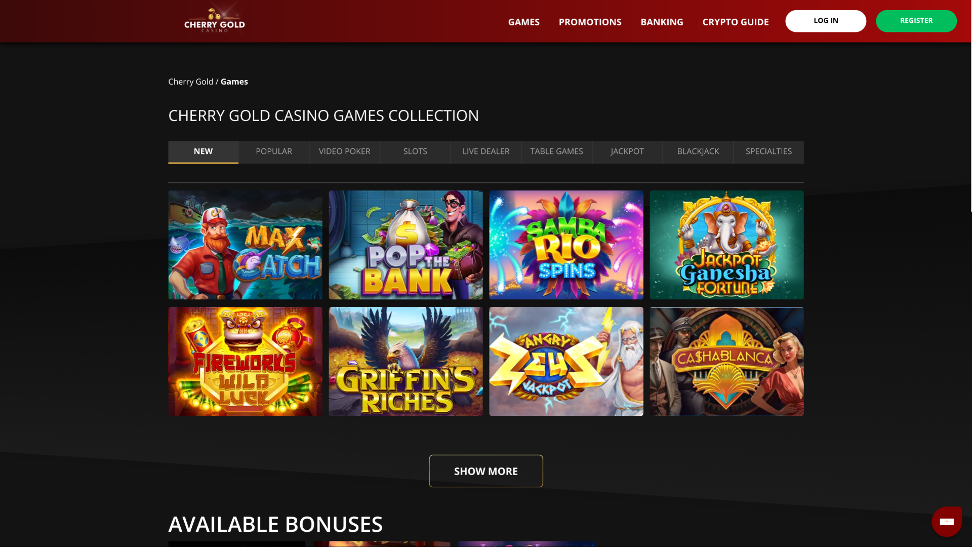 Jeux de Cherry Gold Casino bureau