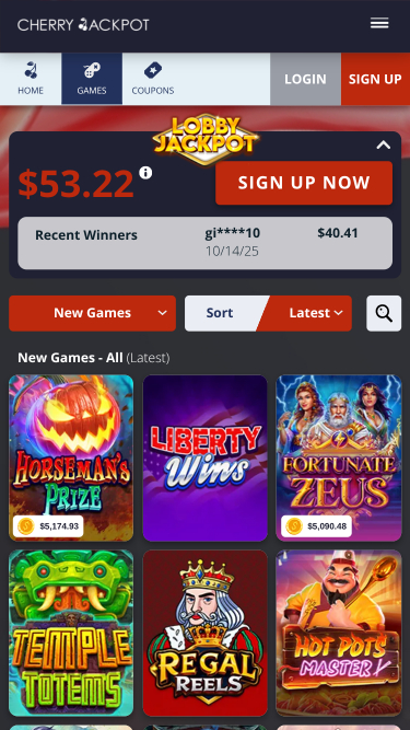 Jeux de Cherry Jackpot Casino mobile