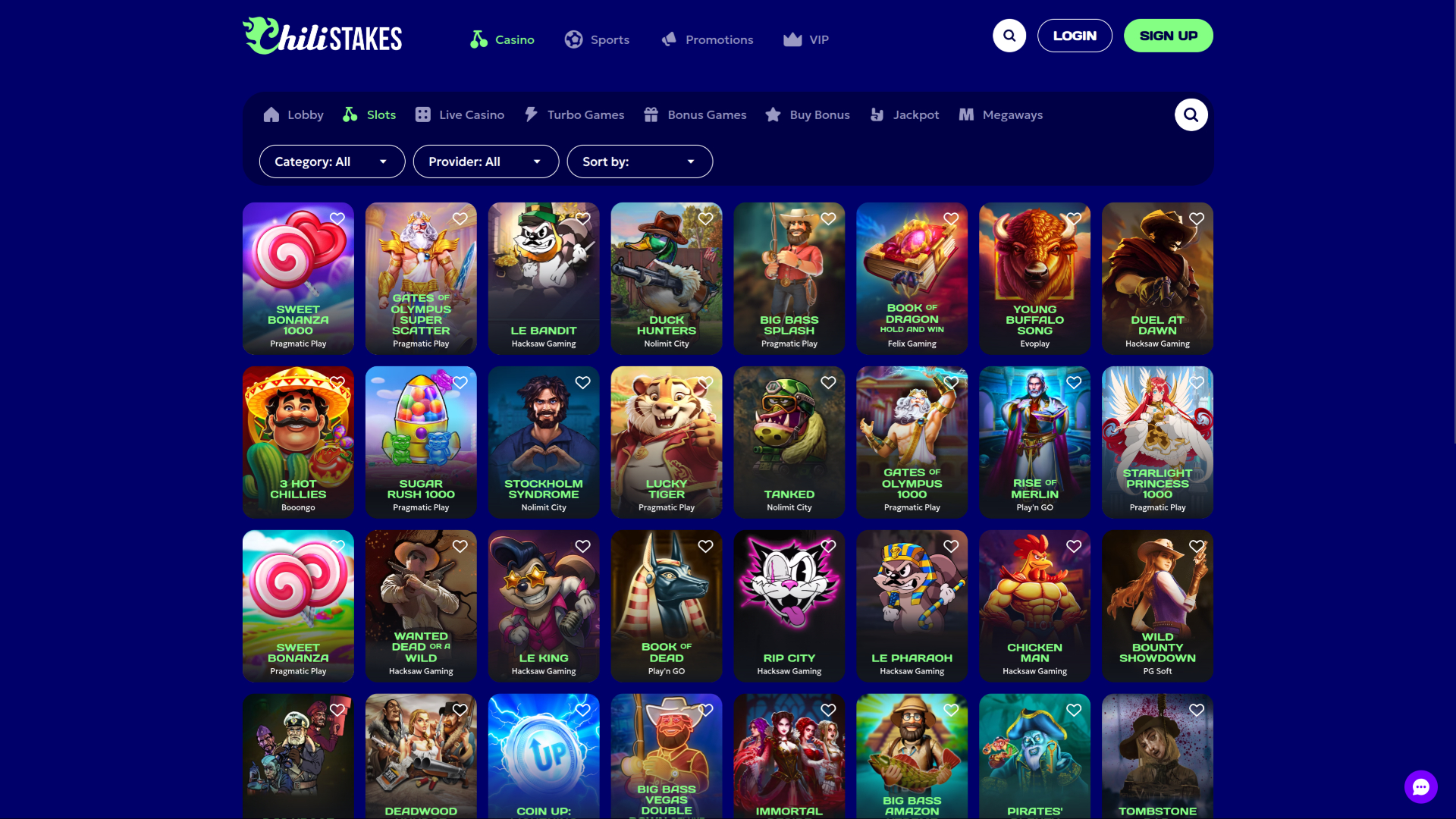 Jeux de ChiliStakes Casino sur ordinateur