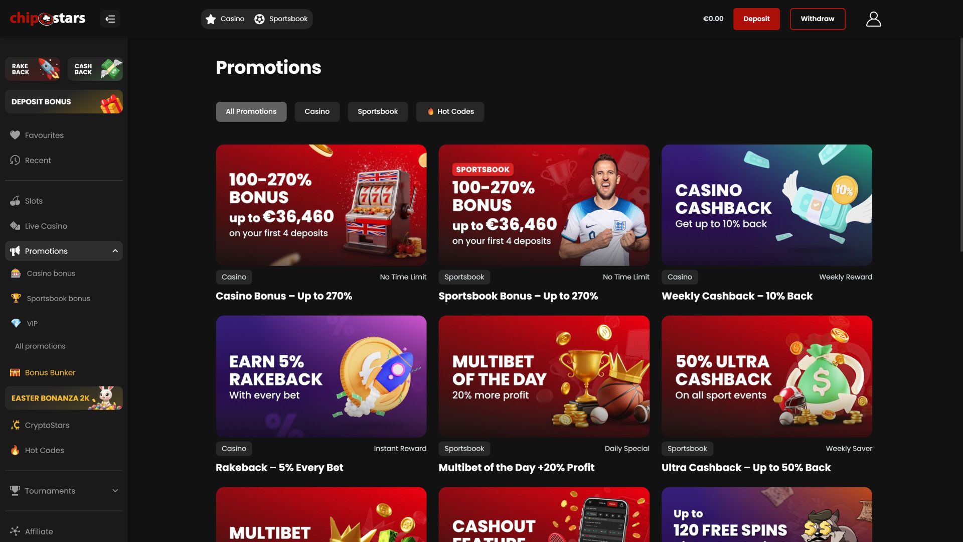 Акции Chipstars.bet для настольных компьютеров