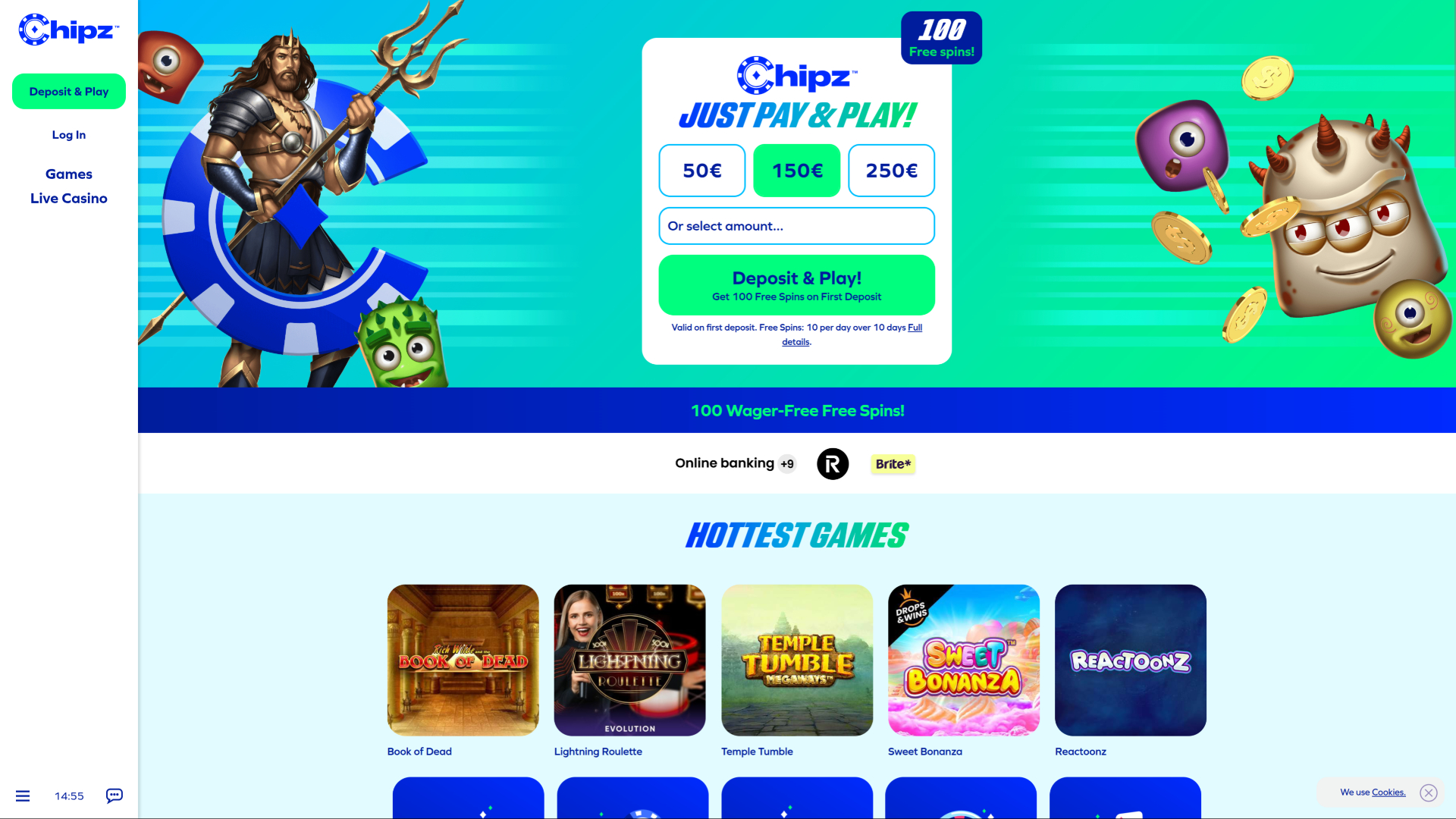 Página principal de Chipz en escritorio