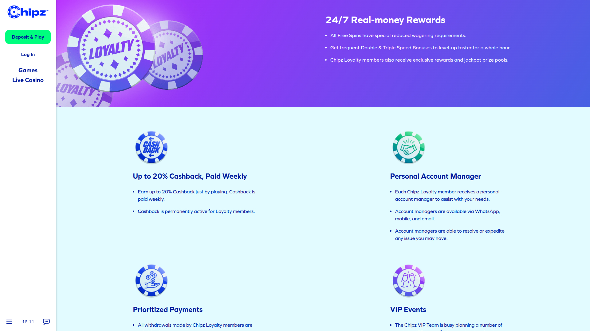 Programa VIP de Chipz para escritorio