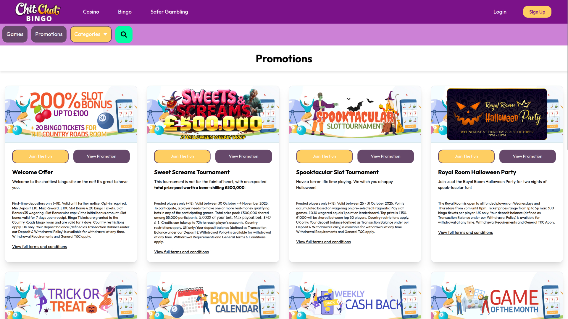 Promotions de Chitchat Bingo sur ordinateur