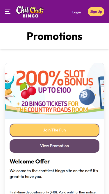 Promotions mobiles de Chitchat Bingo