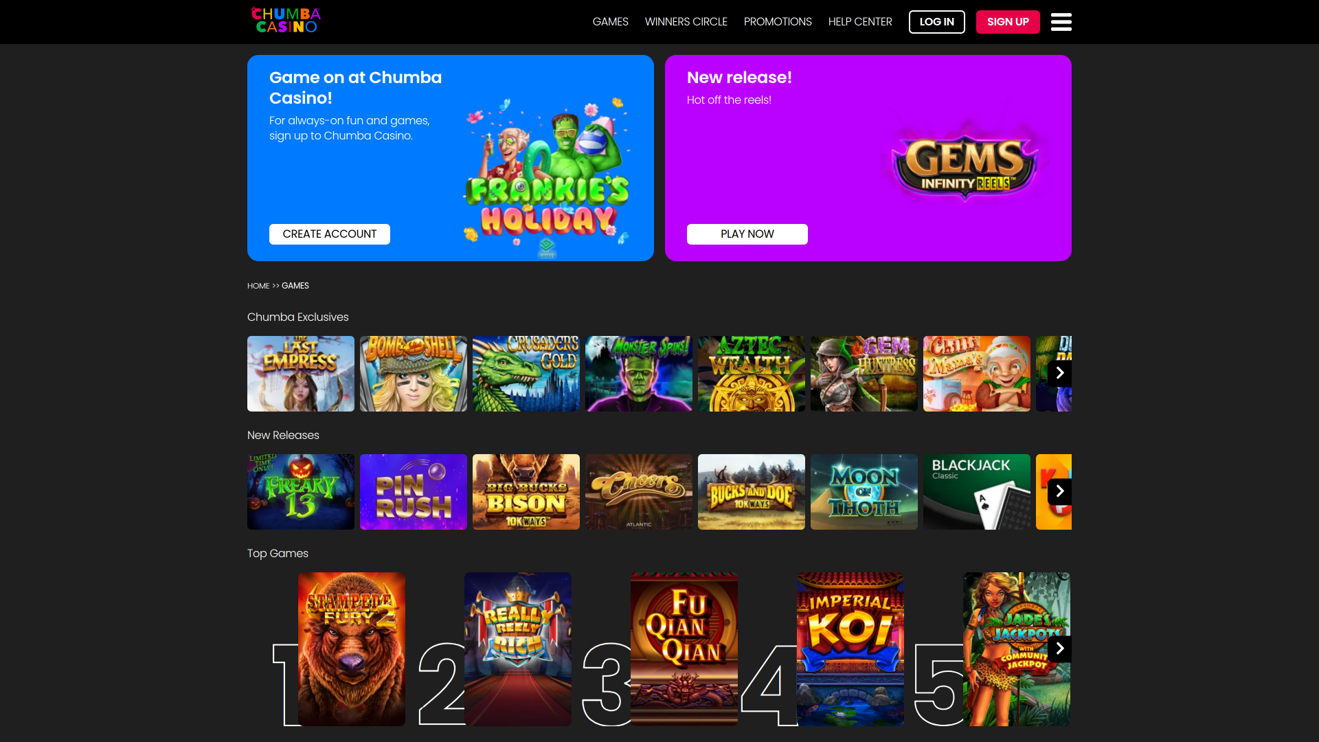 Jeux du Chumba Casino Version de bureau