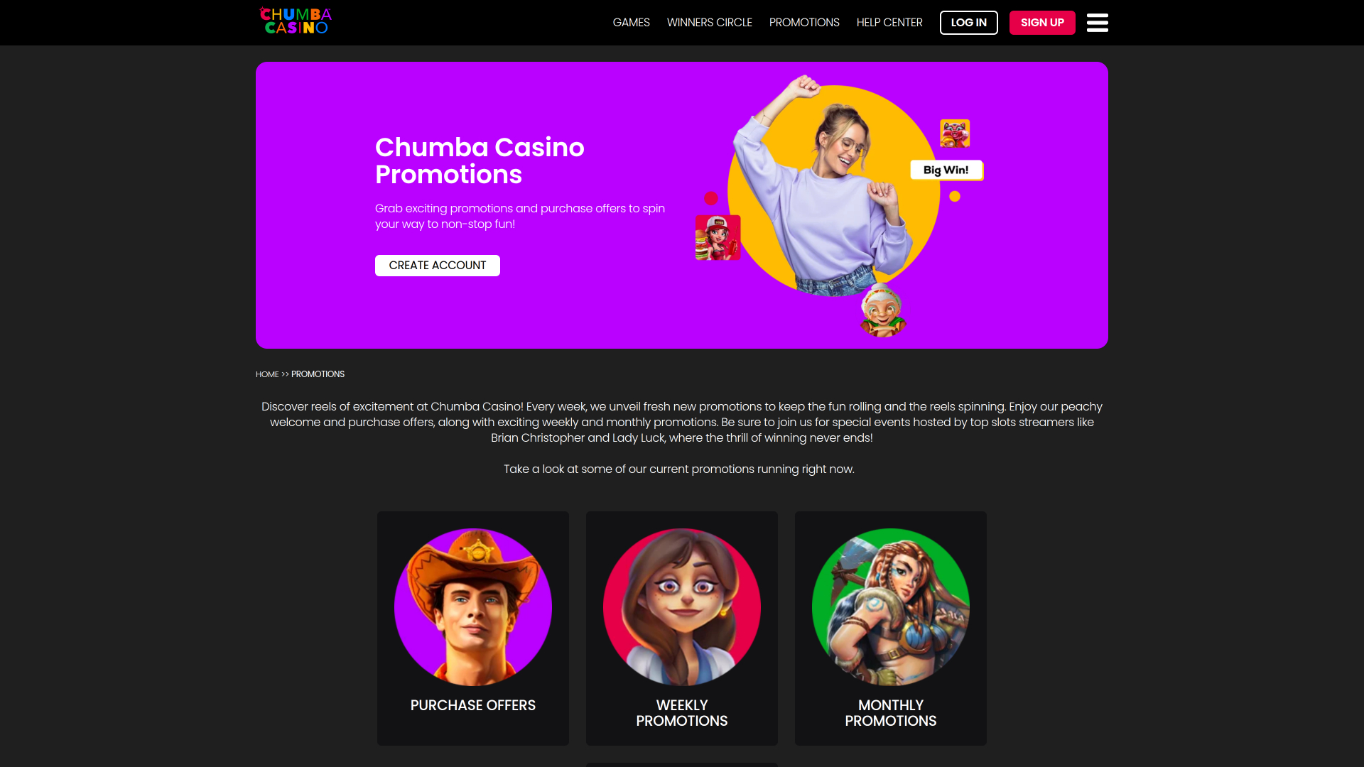 Promotions du Chumba Casino Version de bureau