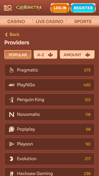 Développeurs de Jeux du Casino Cleoberta Mobile