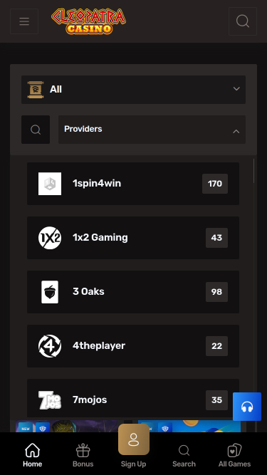 Développeurs de Jeux du Casino Cleopatra Mobile