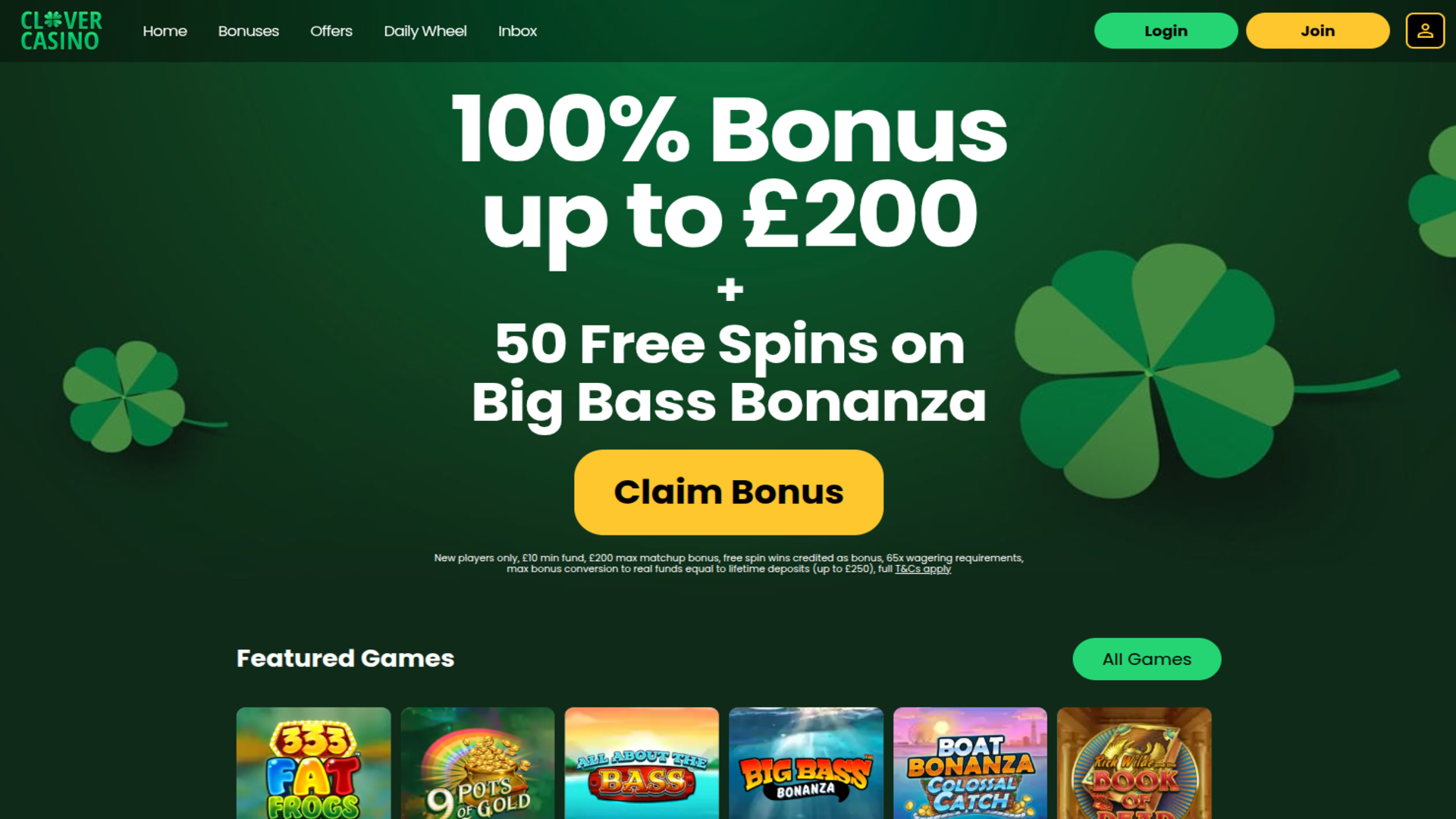 Page d’Accueil du Casino Clover Bureau