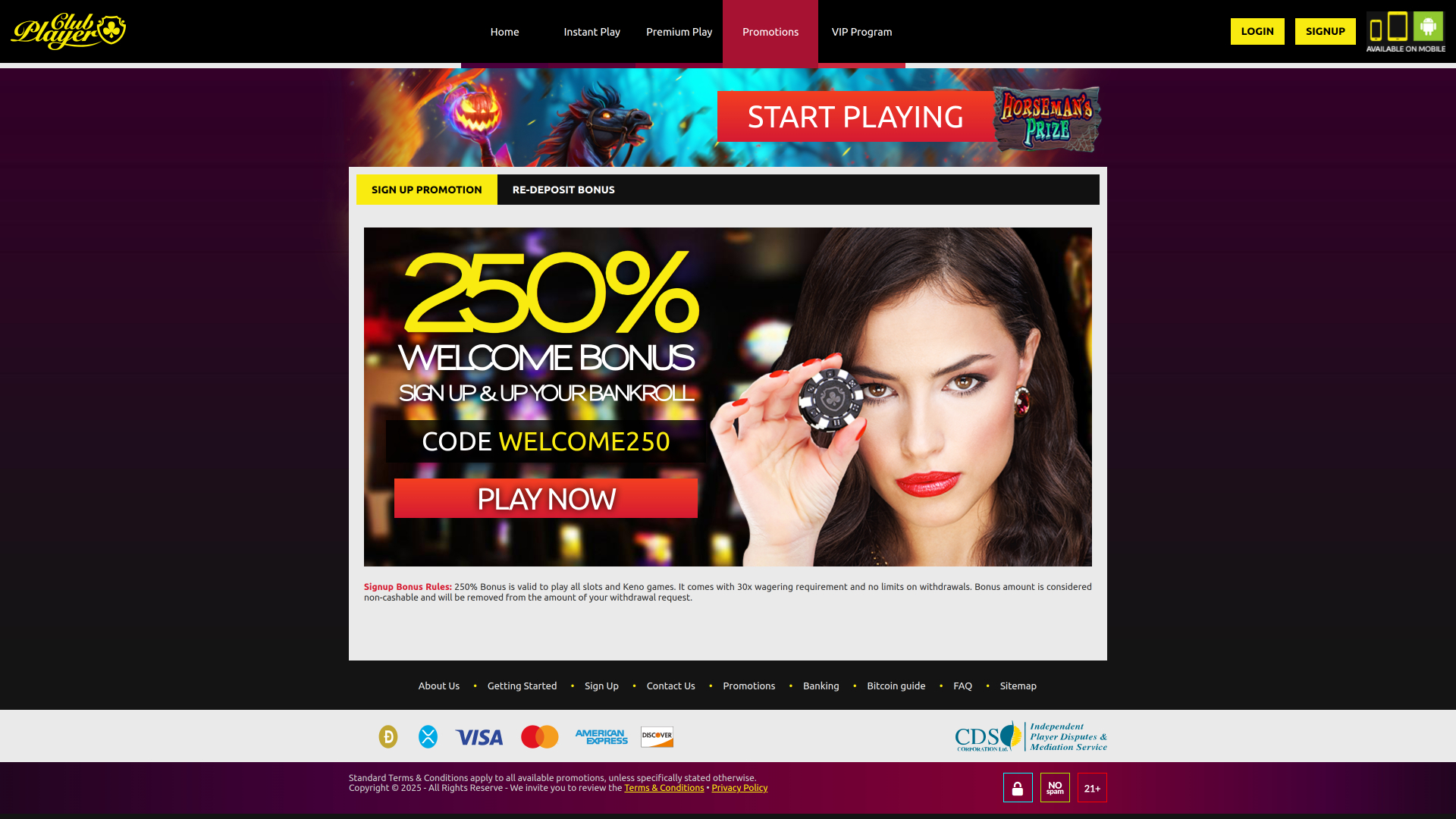 Club Player Casino Promotions Desktop