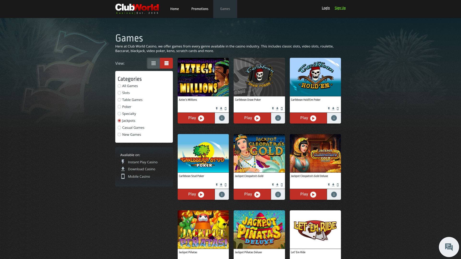 Jackpot du Casino Club World Bureau