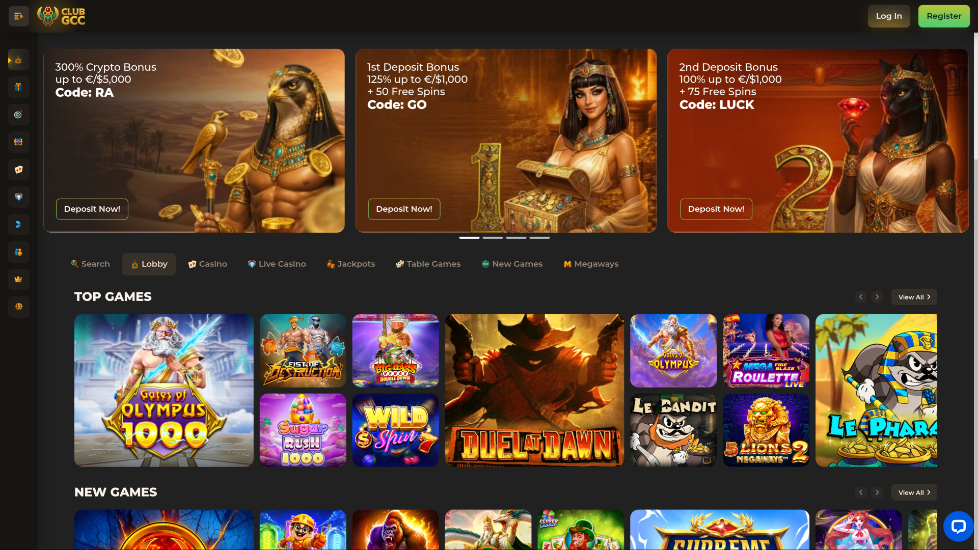 Club GCC Casino Desktop Homepage