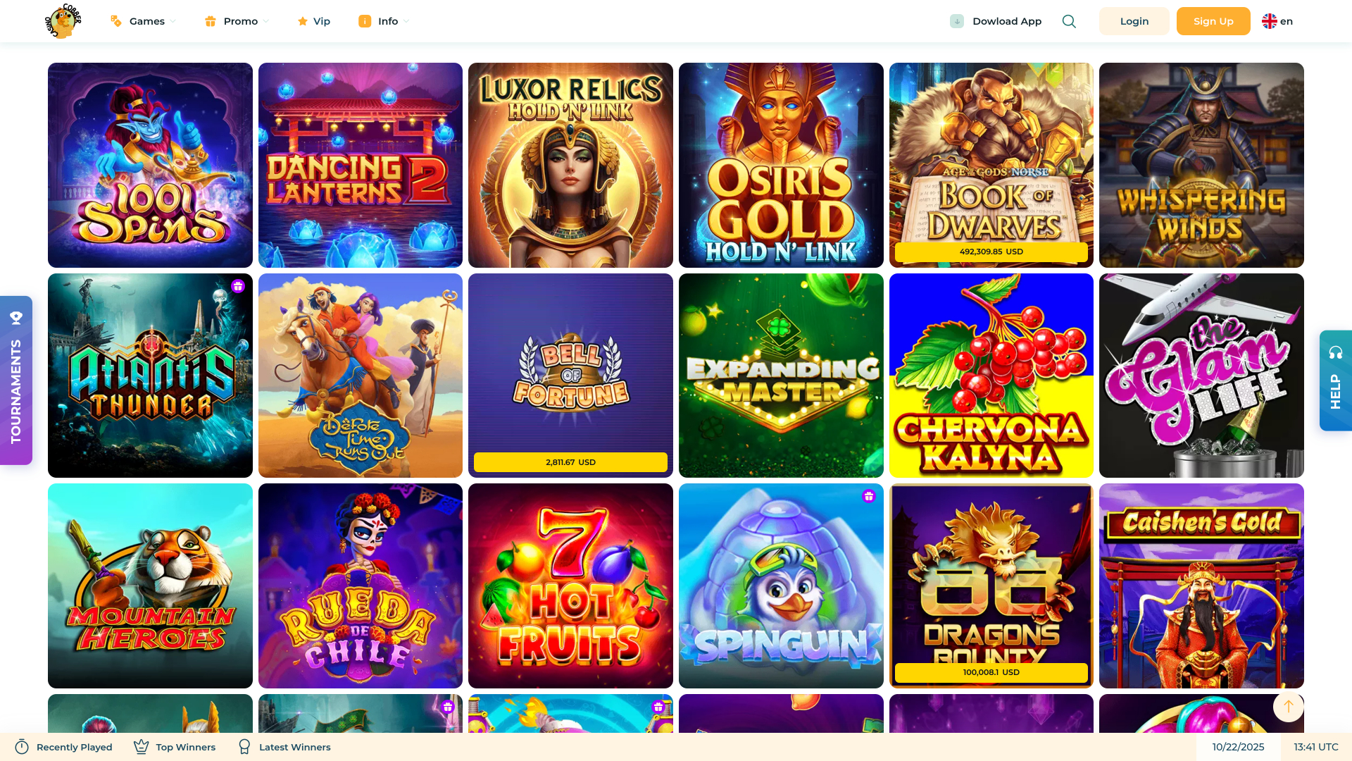 Джекпот Казино Cobber Рабочий стол