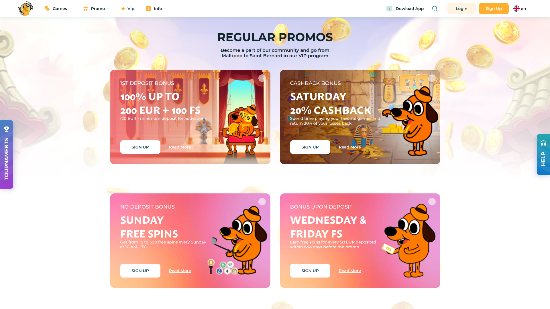 Акции Казино Cobber Рабочий стол