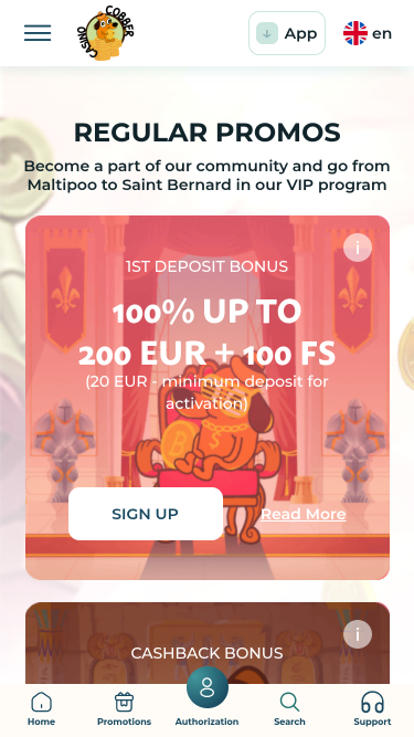 Акции Казино Cobber Мобильная версия