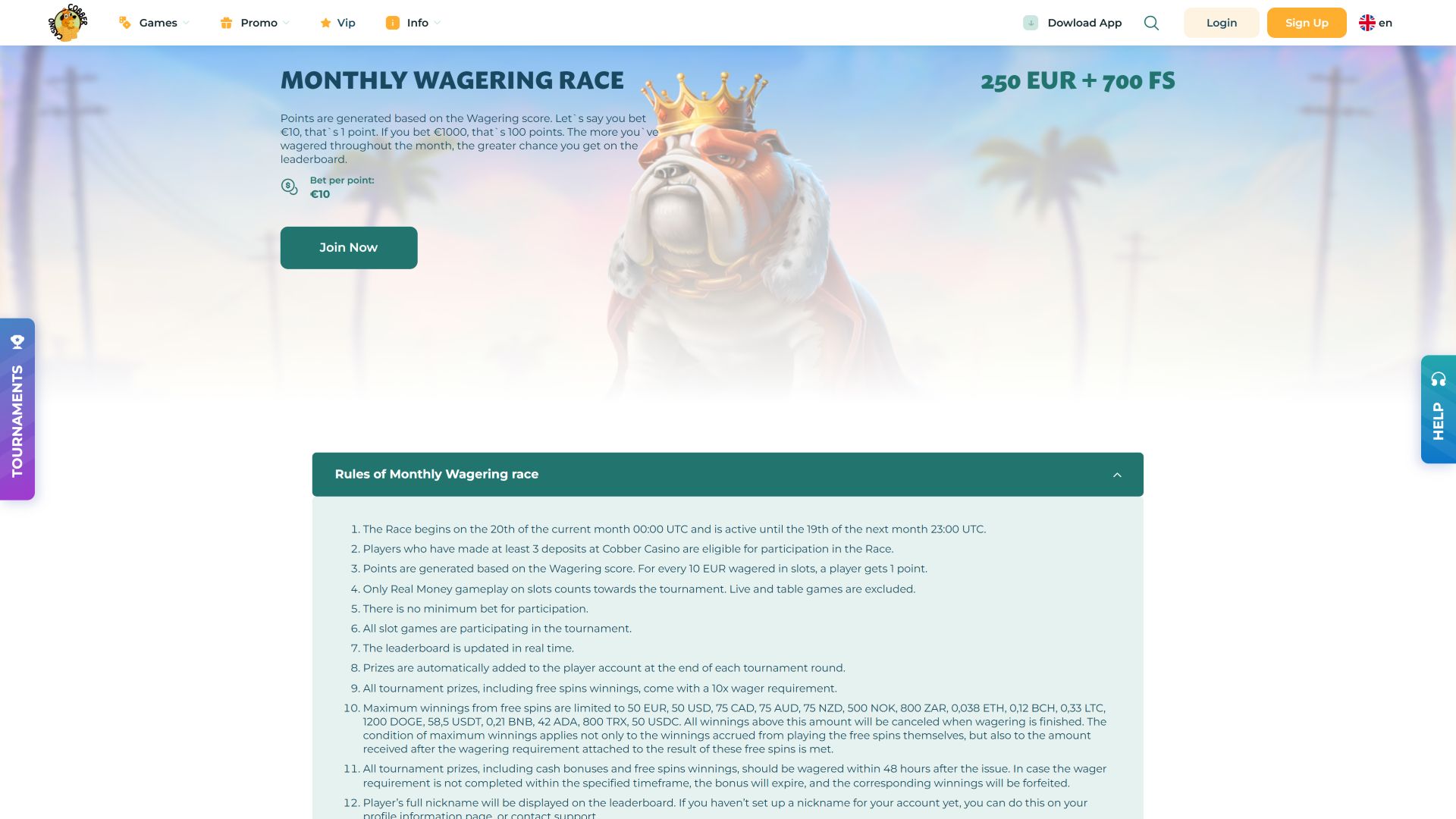 Tournois de casino sur ordinateur Cobber