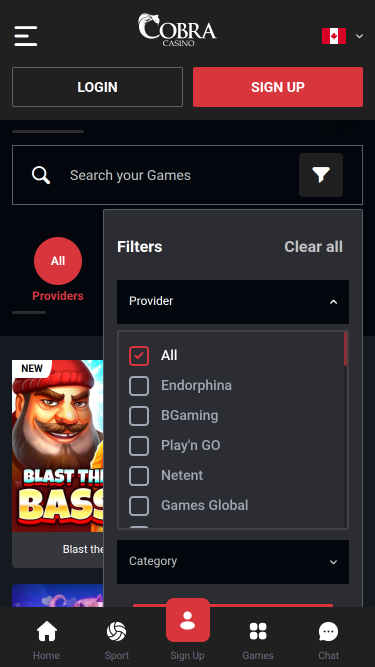Cobra Casino Game Developers Mobile