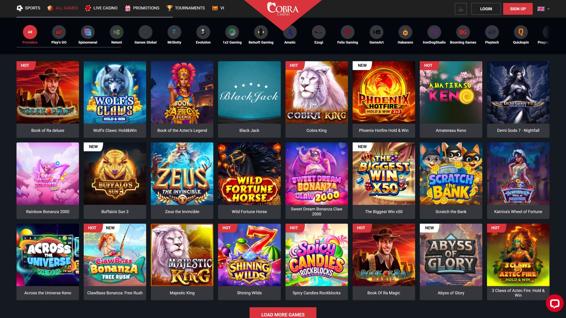 Игры для рабочего стола Cobra Casino