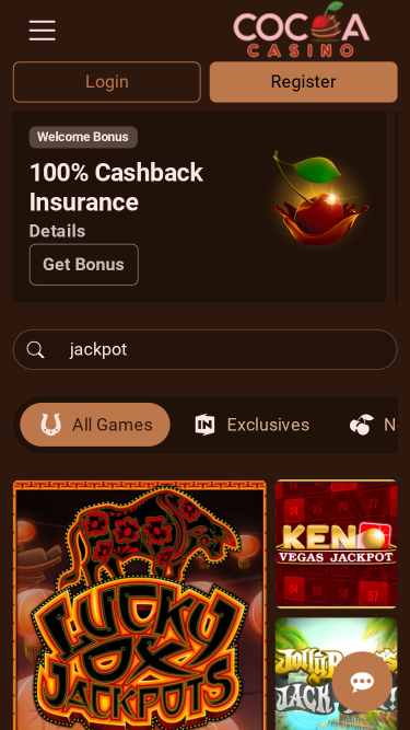 Jackpots du casino Cocoa sur mobile