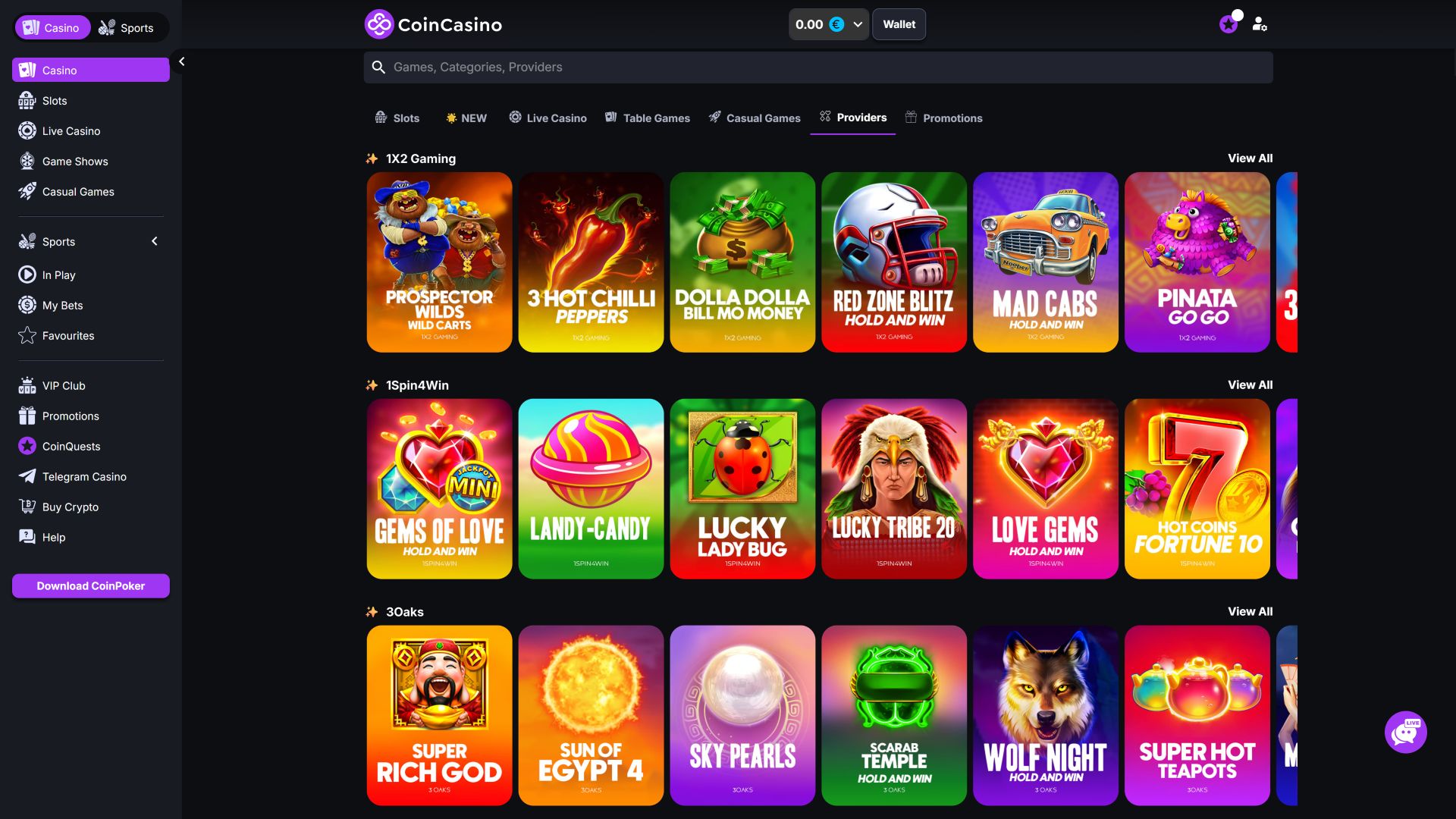 Développeurs de jeux de bureau CoinCasino
